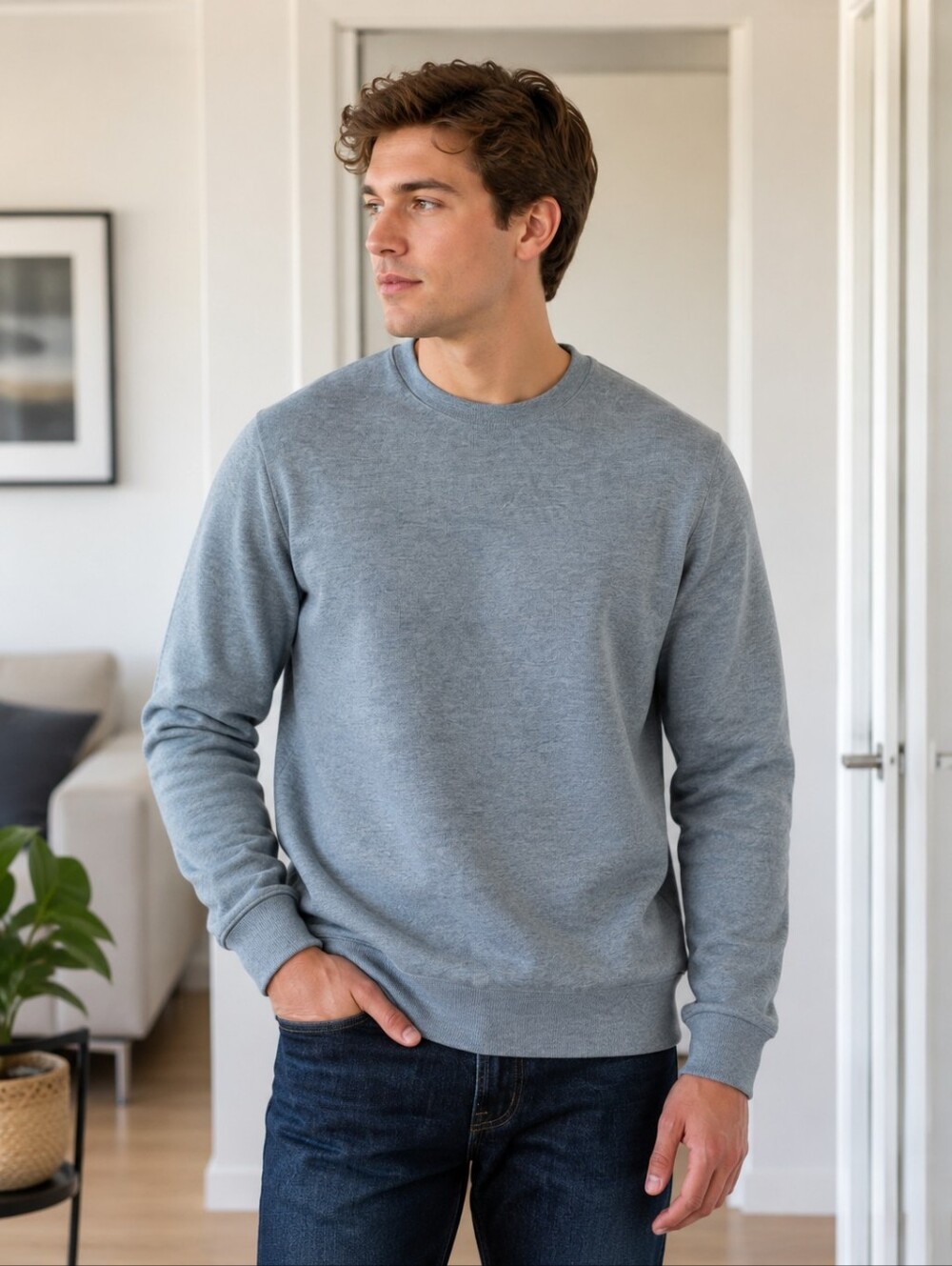🧡3/$30 Old Navy Light Blue Crewneck Sweatshirt Small Minimal Pullover